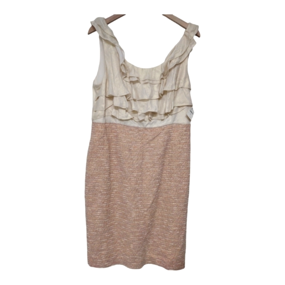 NWT Kay Unger New York Silk Wool Blend Midi Length Dress Size 16